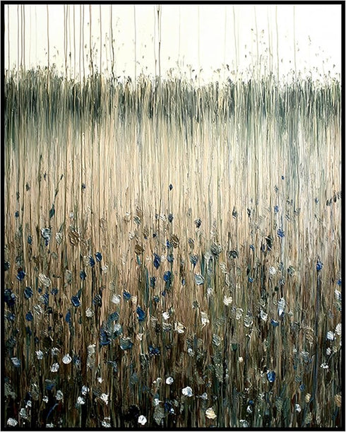 Posterizer 1 pcs-tranquil meadow scene-field of flowers in oil painting style 1-Landscape & Nature Art-Floral & Botanical Art-Decor for Home & Off...